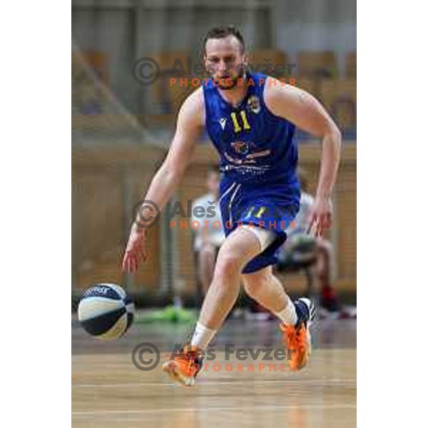 Nejc Martincic in action during Nova KBM league basketball match between Nutrispoint Ilirija and Sencur GGD in Tivoli Hall, Ljubljana, Slovenia on March 29, 2022 