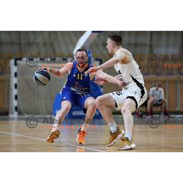 Nejc Martincic in action during Nova KBM league basketball match between Nutrispoint Ilirija and Sencur GGD in Tivoli Hall, Ljubljana, Slovenia on March 29, 2022 