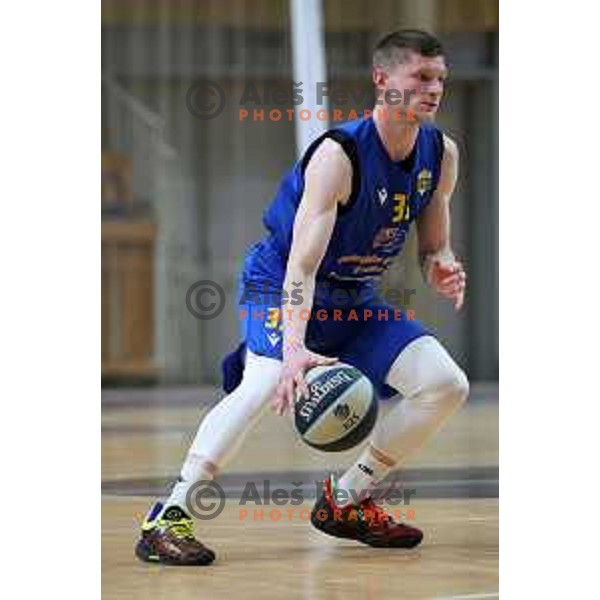 in action during Nova KBM league basketball match between Nutrispoint Ilirija and Sencur GGD in Tivoli Hall, Ljubljana, Slovenia on March 29, 2022