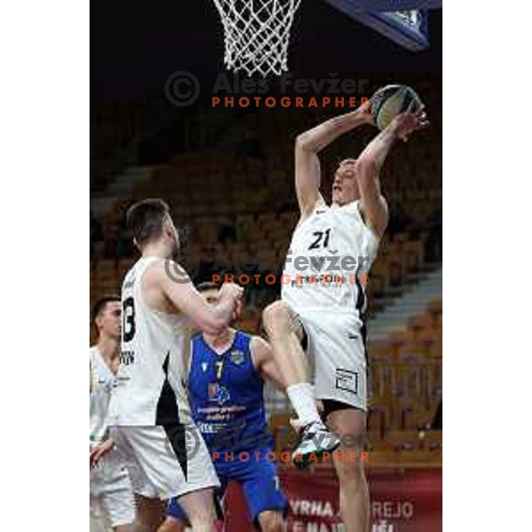 in action during Nova KBM league basketball match between Nutrispoint Ilirija and Sencur GGD in Tivoli Hall, Ljubljana, Slovenia on March 29, 2022