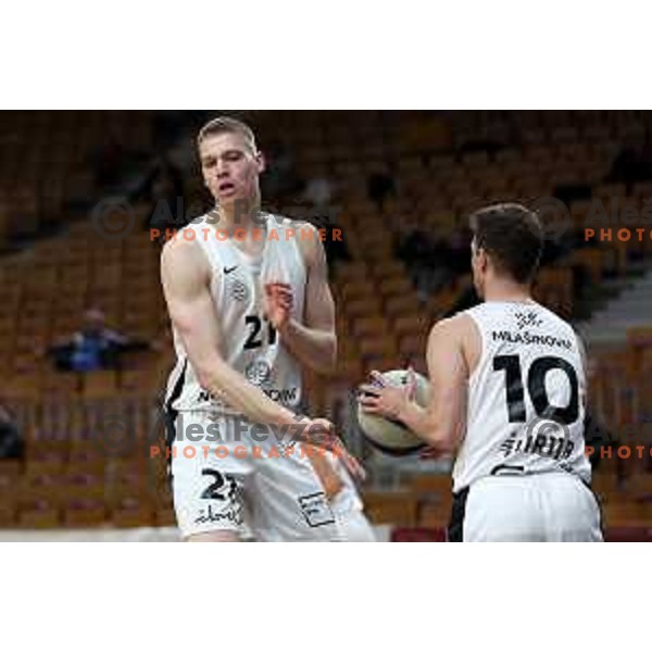 in action during Nova KBM league basketball match between Nutrispoint Ilirija and Sencur GGD in Tivoli Hall, Ljubljana, Slovenia on March 29, 2022