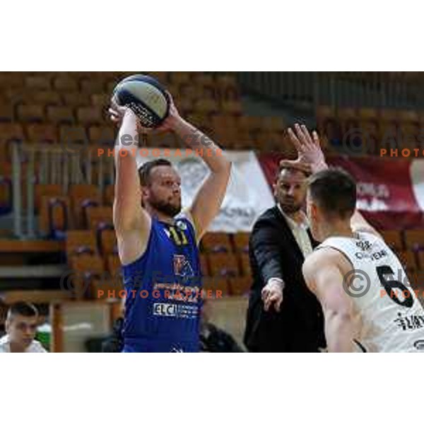 in action during Nova KBM league basketball match between Nutrispoint Ilirija and Sencur GGD in Tivoli Hall, Ljubljana, Slovenia on March 29, 2022