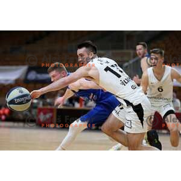 in action during Nova KBM league basketball match between Nutrispoint Ilirija and Sencur GGD in Tivoli Hall, Ljubljana, Slovenia on March 29, 2022