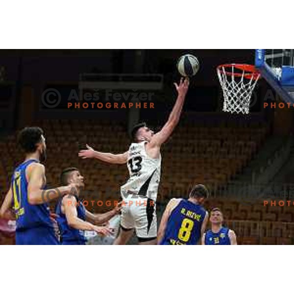 in action during Nova KBM league basketball match between Nutrispoint Ilirija and Sencur GGD in Tivoli Hall, Ljubljana, Slovenia on March 29, 2022