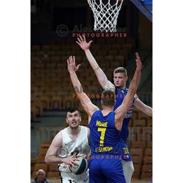 in action during Nova KBM league basketball match between Nutrispoint Ilirija and Sencur GGD in Tivoli Hall, Ljubljana, Slovenia on March 29, 2022