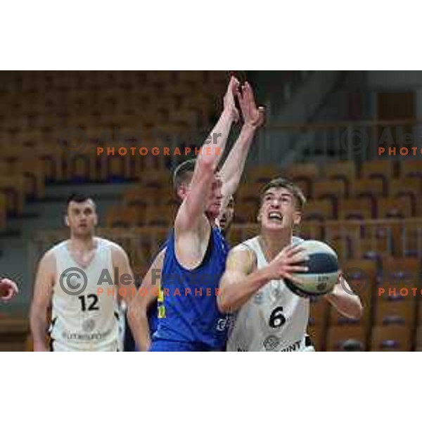 in action during Nova KBM league basketball match between Nutrispoint Ilirija and Sencur GGD in Tivoli Hall, Ljubljana, Slovenia on March 29, 2022