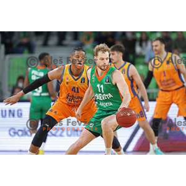 Jaka Blazic of Cedevita Olimpija in action during 7days EuroCup regular season basketball match between Cedevita Olimpija and Valencia basket in Stozice, Arena, Ljubljana, Slovenia on March 30, 2022