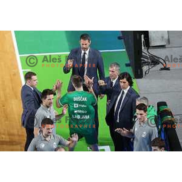 of Cedevita Olimpija in action during 7days EuroCup regular season basketball match between Cedevita Olimpija and Valencia basket in Stozice, Arena, Ljubljana, Slovenia on March 30, 2022