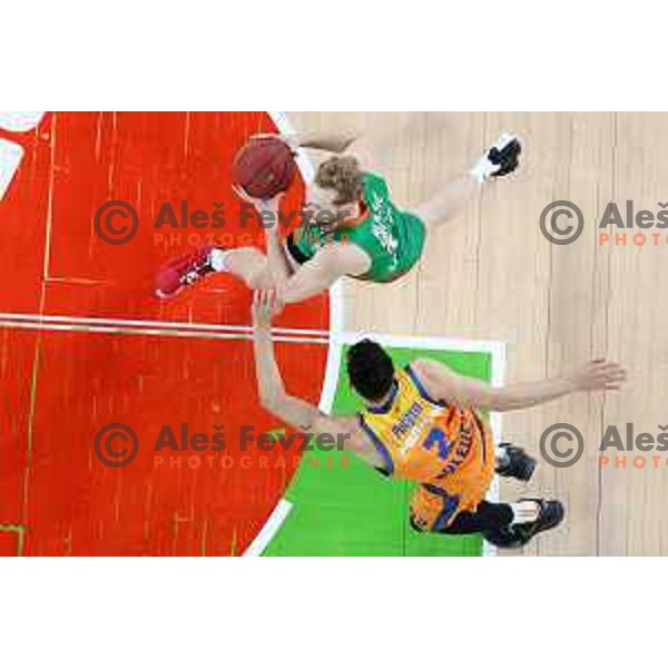 Jaka Blazic of Cedevita Olimpija in action during 7days EuroCup regular season basketball match between Cedevita Olimpija and Valencia basket in Stozice, Arena, Ljubljana, Slovenia on March 30, 2022