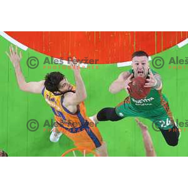Mike Tobey and Alen Omic of Cedevita Olimpija in action during 7days EuroCup regular season basketball match between Cedevita Olimpija and Valencia basket in Stozice, Arena, Ljubljana, Slovenia on March 30, 2022