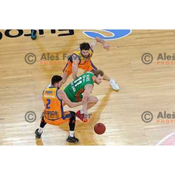 Jaka Blazic of Cedevita Olimpija in action during 7days EuroCup regular season basketball match between Cedevita Olimpija and Valencia basket in Stozice, Arena, Ljubljana, Slovenia on March 30, 2022