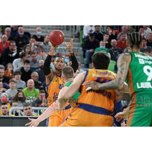 of Cedevita Olimpija in action during 7days EuroCup regular season basketball match between Cedevita Olimpija and Valencia basket in Stozice, Arena, Ljubljana, Slovenia on March 30, 2022