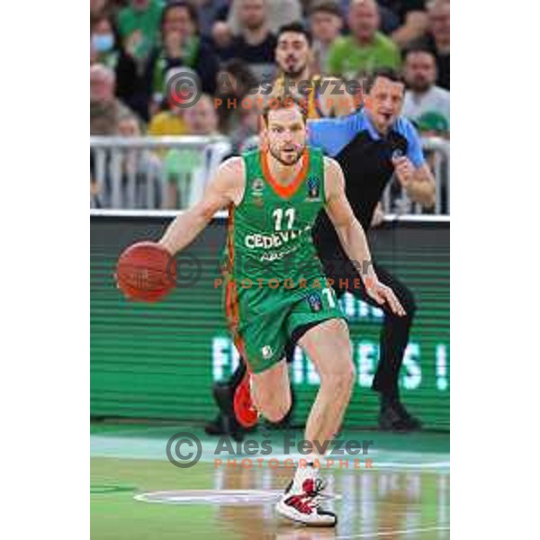 Jaka Blazic of Cedevita Olimpija in action during 7days EuroCup regular season basketball match between Cedevita Olimpija and Valencia basket in Stozice, Arena, Ljubljana, Slovenia on March 30, 2022