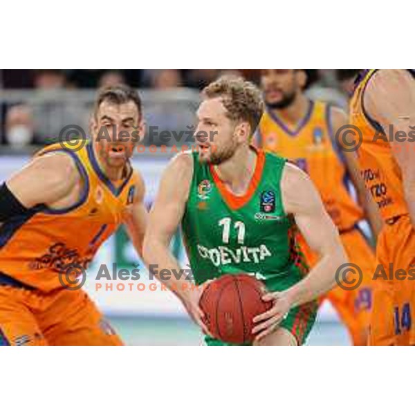 Jaka Blazic of Cedevita Olimpija in action during 7days EuroCup regular season basketball match between Cedevita Olimpija and Valencia basket in Stozice, Arena, Ljubljana, Slovenia on March 30, 2022