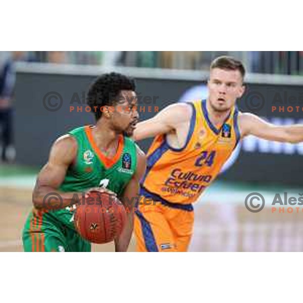 Yogi Ferrell of Cedevita Olimpija in action during 7days EuroCup regular season basketball match between Cedevita Olimpija and Valencia basket in Stozice, Arena, Ljubljana, Slovenia on March 30, 2022