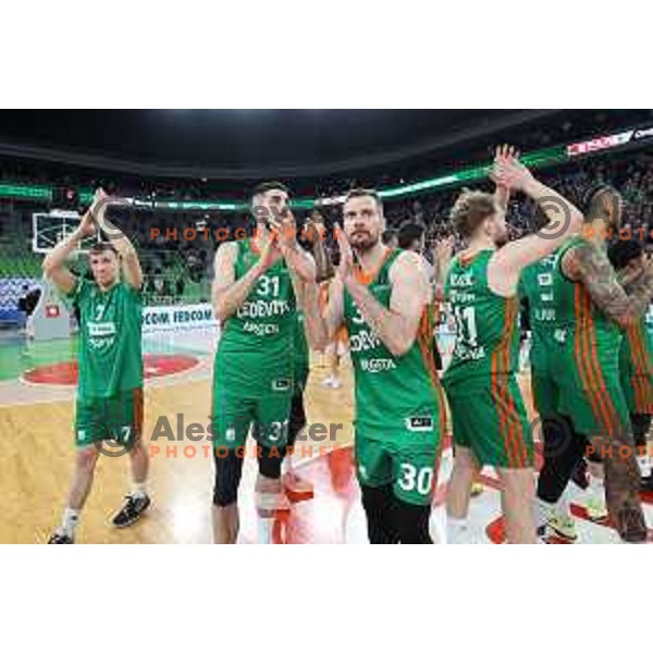 of Cedevita Olimpija in action during 7days EuroCup regular season basketball match between Cedevita Olimpija and Valencia basket in Stozice, Arena, Ljubljana, Slovenia on March 30, 2022