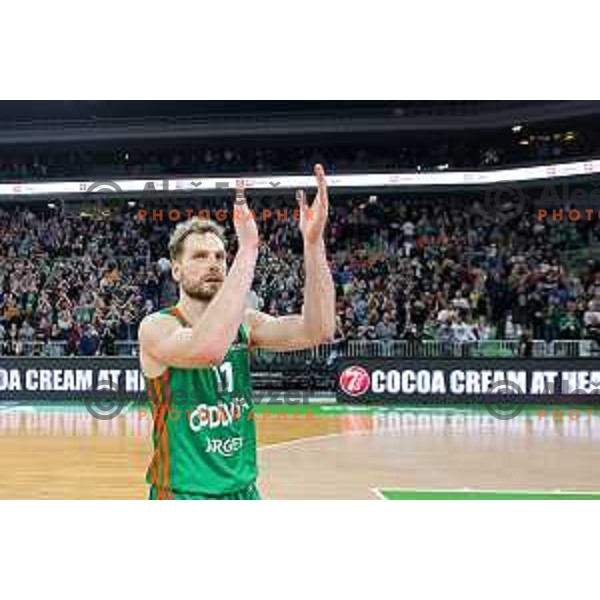 Jaka Blazic of Cedevita Olimpija in action during 7days EuroCup regular season basketball match between Cedevita Olimpija and Valencia basket in Stozice, Arena, Ljubljana, Slovenia on March 30, 2022