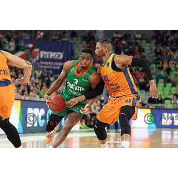 Melvin Ejim of Cedevita Olimpija in action during 7days EuroCup regular season basketball match between Cedevita Olimpija and Valencia basket in Stozice, Arena, Ljubljana, Slovenia on March 30, 2022