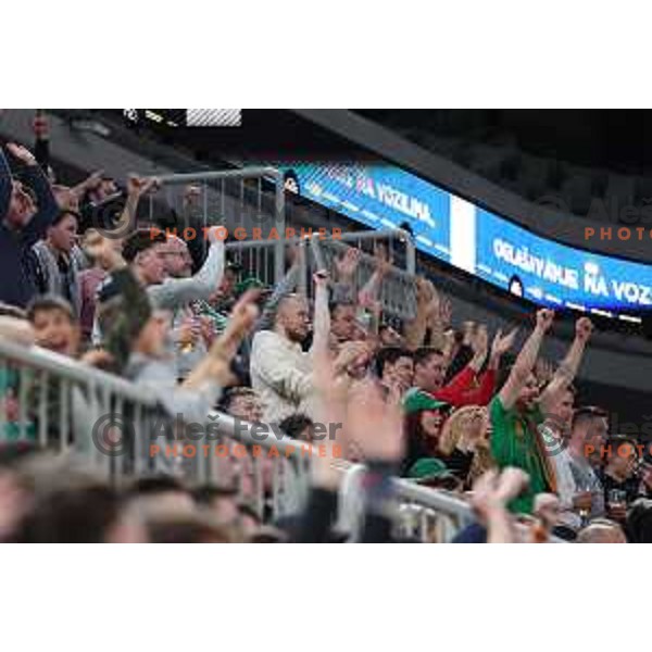 Fans of Cedevita Olimpija in action during 7days EuroCup regular season basketball match between Cedevita Olimpija and Valencia basket in Stozice, Arena, Ljubljana, Slovenia on March 30, 2022