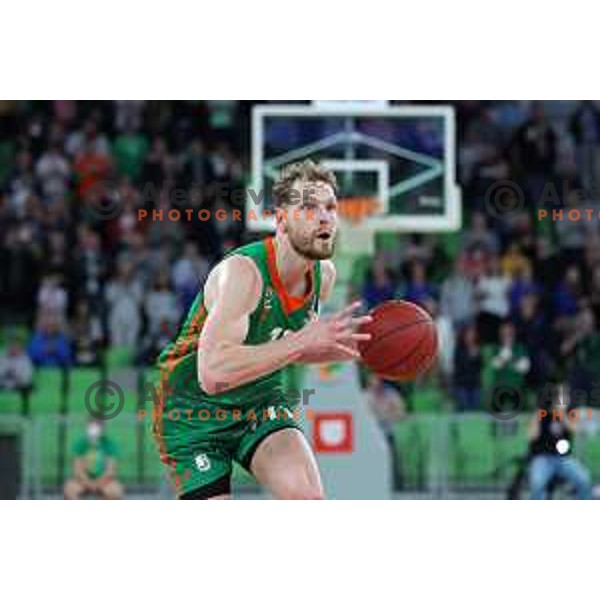 Jaka Blazic of Cedevita Olimpija in action during 7days EuroCup regular season basketball match between Cedevita Olimpija and Valencia basket in Stozice, Arena, Ljubljana, Slovenia on March 30, 2022