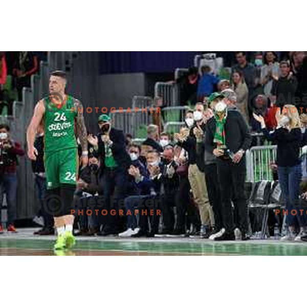 Alen Omic of Cedevita Olimpija and Emil Tedeschi during 7days EuroCup regular season basketball match between Cedevita Olimpija and Valencia basket in Stozice, Arena, Ljubljana, Slovenia on March 30, 2022