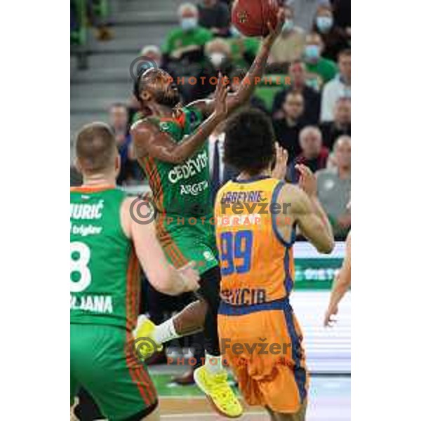 Jacob Pullen of Cedevita Olimpija in action during 7days EuroCup regular season basketball match between Cedevita Olimpija and Valencia basket in Stozice, Arena, Ljubljana, Slovenia on March 30, 2022