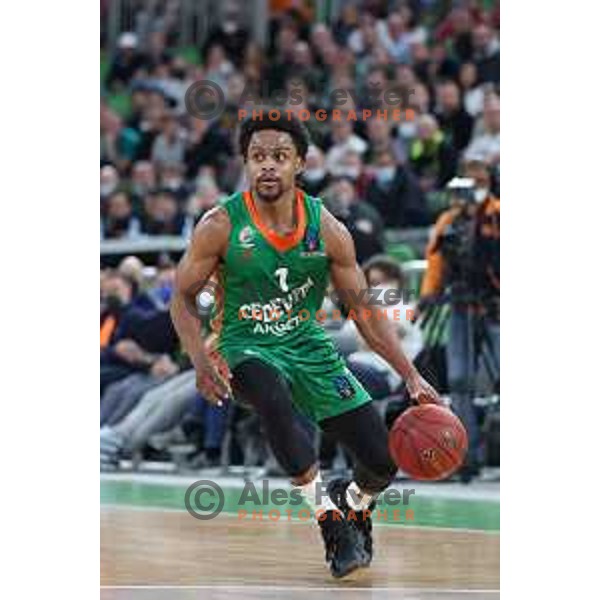 Yogi Ferrell of Cedevita Olimpija in action during 7days EuroCup regular season basketball match between Cedevita Olimpija and Valencia basket in Stozice, Arena, Ljubljana, Slovenia on March 30, 2022