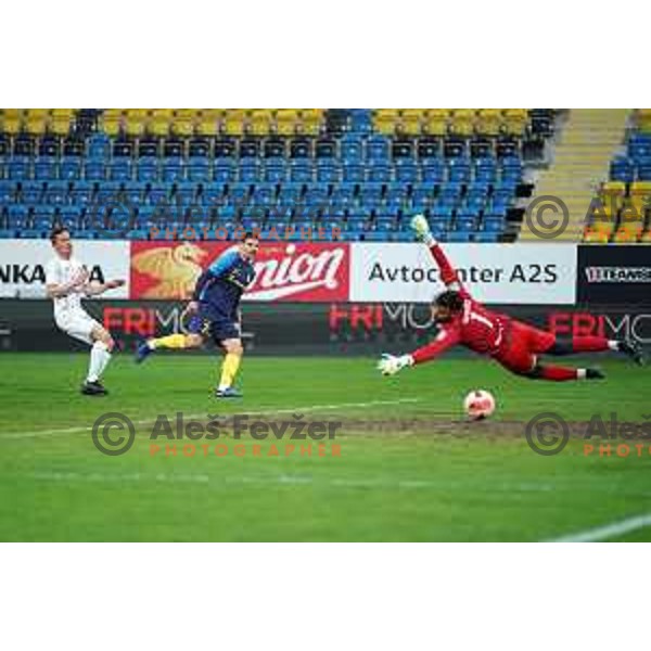 in action during Prva Liga Telemach 2021-2022 football match between Celje and Tabor CB 24 Sezana in Celje, Slovenia on April 2, 2022