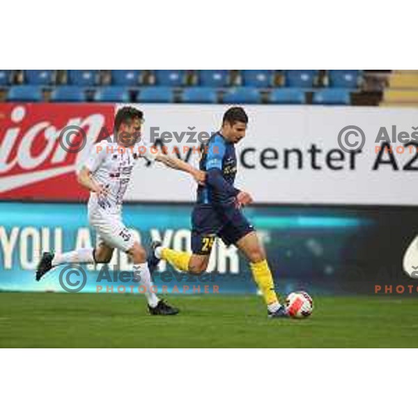 in action during Prva Liga Telemach 2021-2022 football match between Celje and Tabor CB 24 Sezana in Celje, Slovenia on April 2, 2022