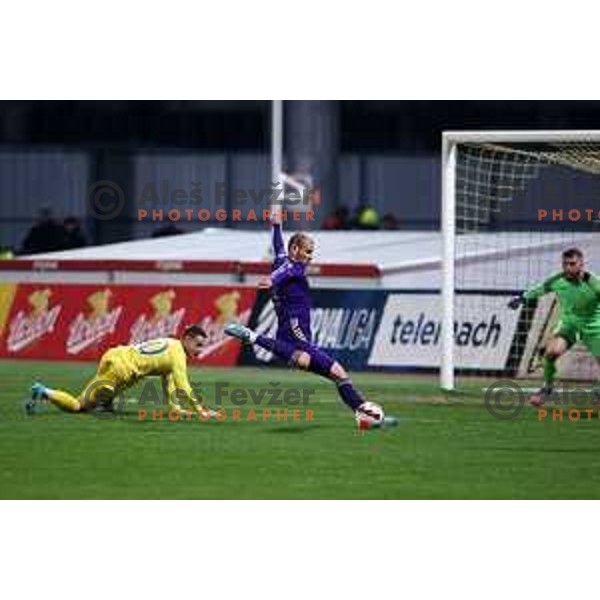 Ognjen Mudrinski in action during Prva Liga Telemach 2021-2022 football match between Domzale and Maribor in Domzale Sports Park, Slovenia on April 2, 2022