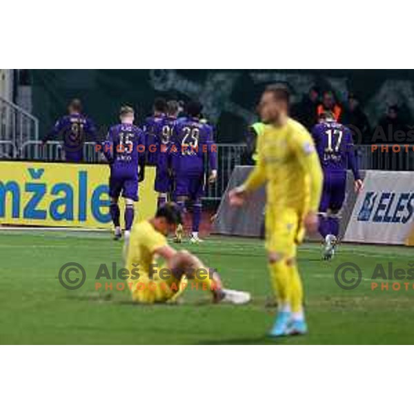 Ognjen Mudrinski in action during Prva Liga Telemach 2021-2022 football match between Domzale and Maribor in Domzale Sports Park, Slovenia on April 2, 2022