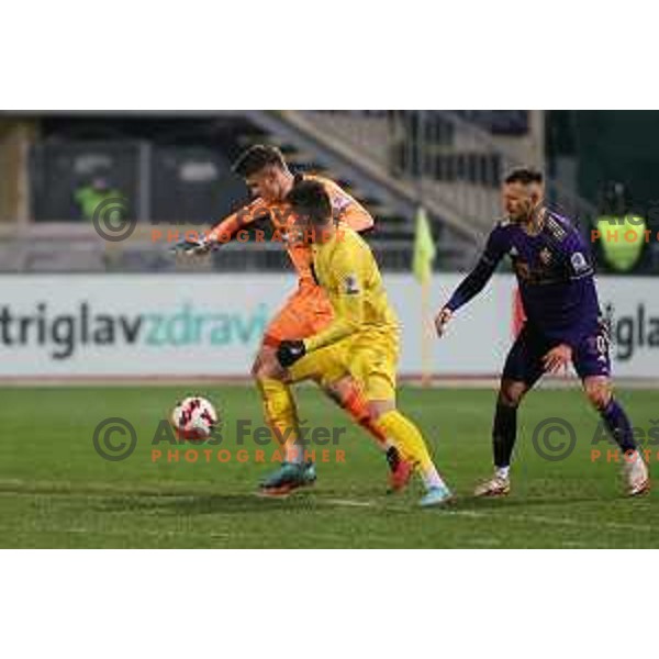 Azbe Jug in action during Prva Liga Telemach 2021-2022 football match between Domzale and Maribor in Domzale Sports Park, Slovenia on April 2, 2022