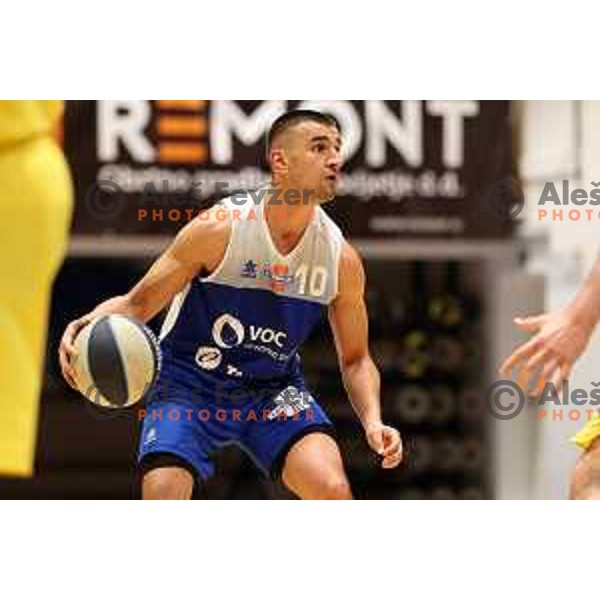 Marko Rikalo in action during Nova KBM league basketball match between Hopsi and Sentjur in Polzela, Slovenia on April 2, 2022