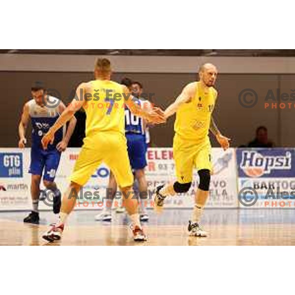 Miha Vasl in action during Nova KBM league basketball match between Hopsi and Sentjur in Polzela, Slovenia on April 2, 2022
