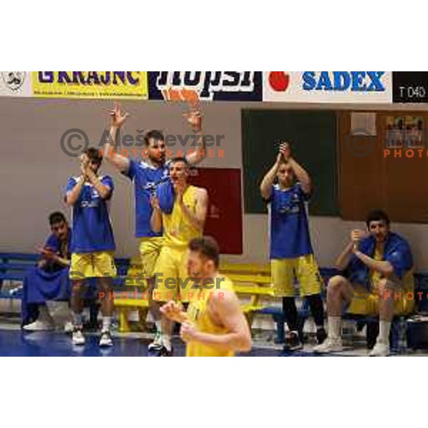 in action during Nova KBM league basketball match between Hopsi and Sentjur in Polzela, Slovenia on April 2, 2022