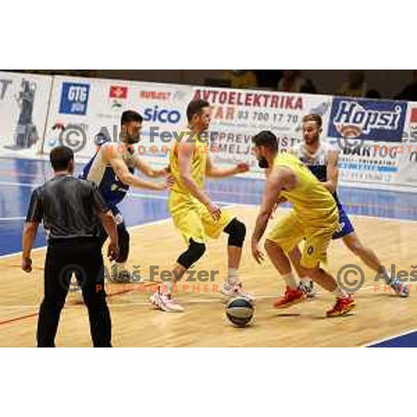 Jan Rizman in action during Nova KBM league basketball match between Hopsi and Sentjur in Polzela, Slovenia on April 2, 2022