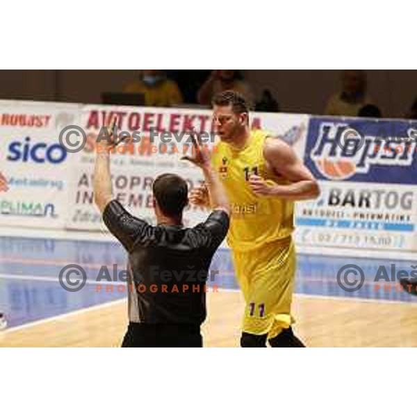 Marko Vranjkovic in action during Nova KBM league basketball match between Hopsi and Sentjur in Polzela, Slovenia on April 2, 2022