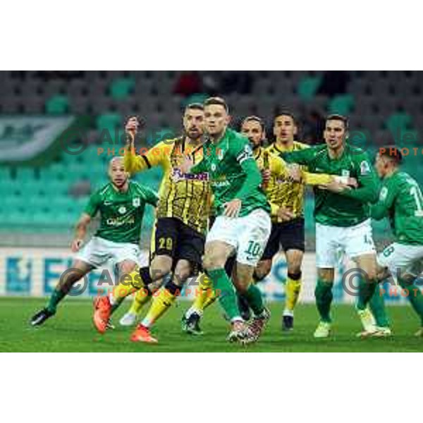 in action during Prva Liga Telemach football match between Olimpija and Kalcer Radomlje in SRC Stozice, Ljubljana, Slovenia on April 3, 2022