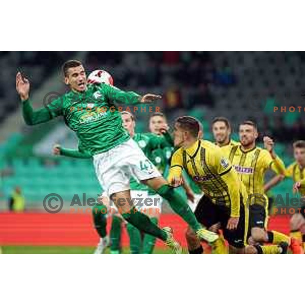 in action during Prva Liga Telemach football match between Olimpija and Kalcer Radomlje in SRC Stozice, Ljubljana, Slovenia on April 3, 2022