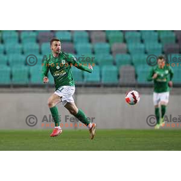 in action during Prva Liga Telemach football match between Olimpija and Kalcer Radomlje in SRC Stozice, Ljubljana, Slovenia on April 3, 2022