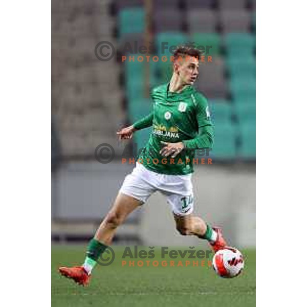 in action during Prva Liga Telemach football match between Olimpija and Kalcer Radomlje in SRC Stozice, Ljubljana, Slovenia on April 3, 2022