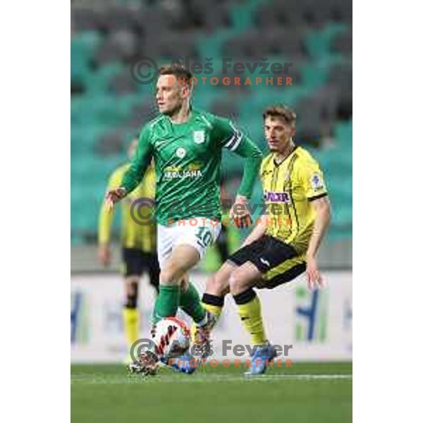 Timi Max Elsnik in action during Prva Liga Telemach football match between Olimpija and Kalcer Radomlje in SRC Stozice, Ljubljana, Slovenia on April 3, 2022