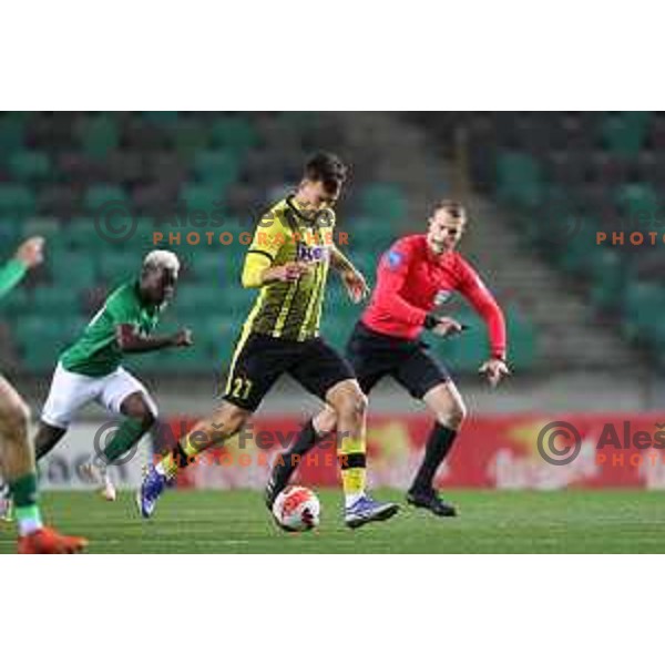 in action during Prva Liga Telemach football match between Olimpija and Kalcer Radomlje in SRC Stozice, Ljubljana, Slovenia on April 3, 2022