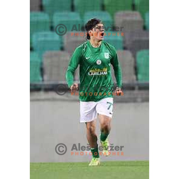 Almedin Ziljkic in action during Prva Liga Telemach football match between Olimpija and Kalcer Radomlje in SRC Stozice, Ljubljana, Slovenia on April 3, 2022 