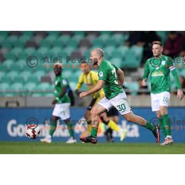 Marin Pilj in action during Prva Liga Telemach football match between Olimpija and Kalcer Radomlje in SRC Stozice, Ljubljana, Slovenia on April 3, 2022 