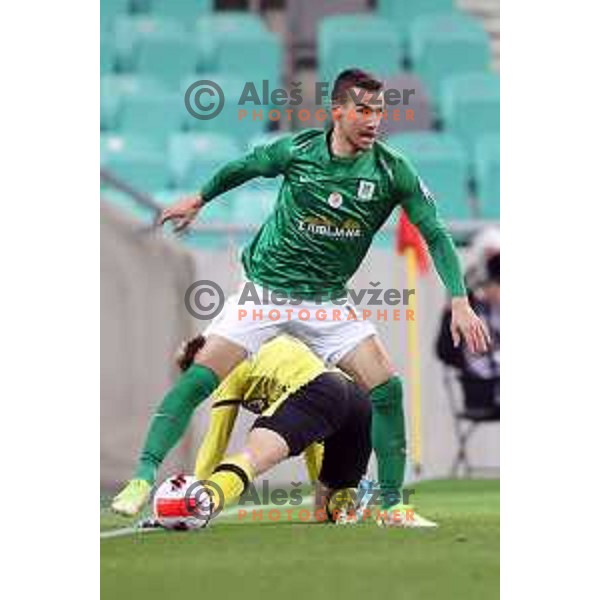 in action during Prva Liga Telemach football match between Olimpija and Kalcer Radomlje in SRC Stozice, Ljubljana, Slovenia on April 3, 2022