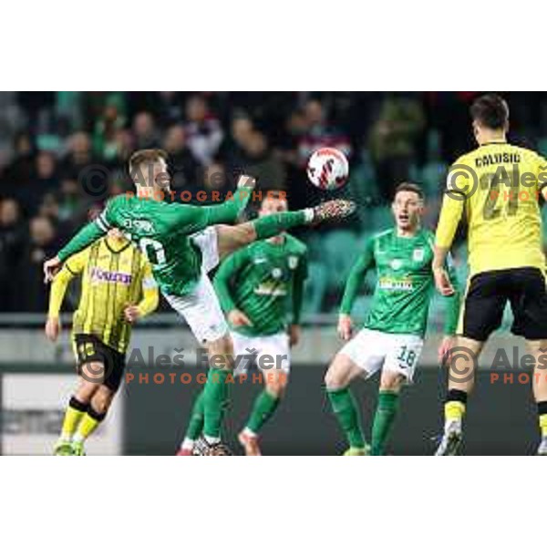 Timi Max Elsnik in action during Prva Liga Telemach football match between Olimpija and Kalcer Radomlje in SRC Stozice, Ljubljana, Slovenia on April 3, 2022