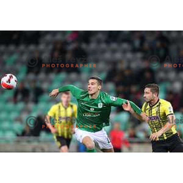 Ivan Prtajin in action during Prva Liga Telemach football match between Olimpija and Kalcer Radomlje in SRC Stozice, Ljubljana, Slovenia on April 3, 2022