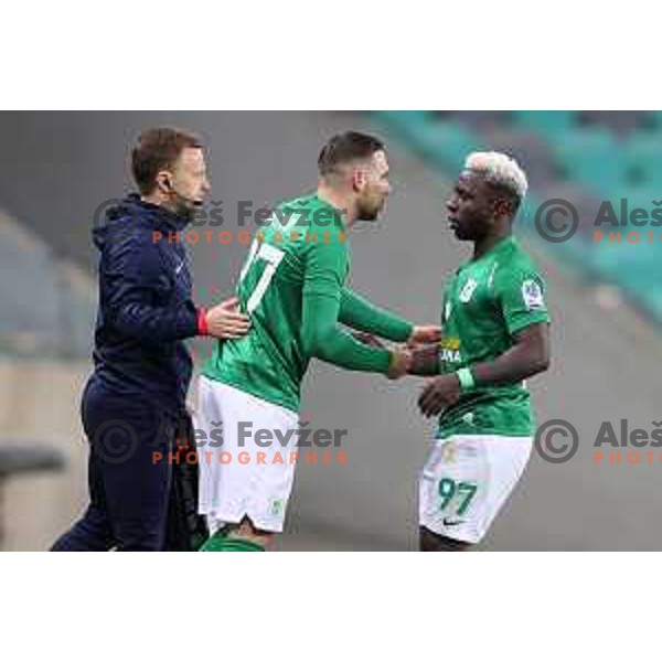 Aldair Balde in action during Prva Liga Telemach football match between Olimpija and Kalcer Radomlje in SRC Stozice, Ljubljana, Slovenia on April 3, 2022