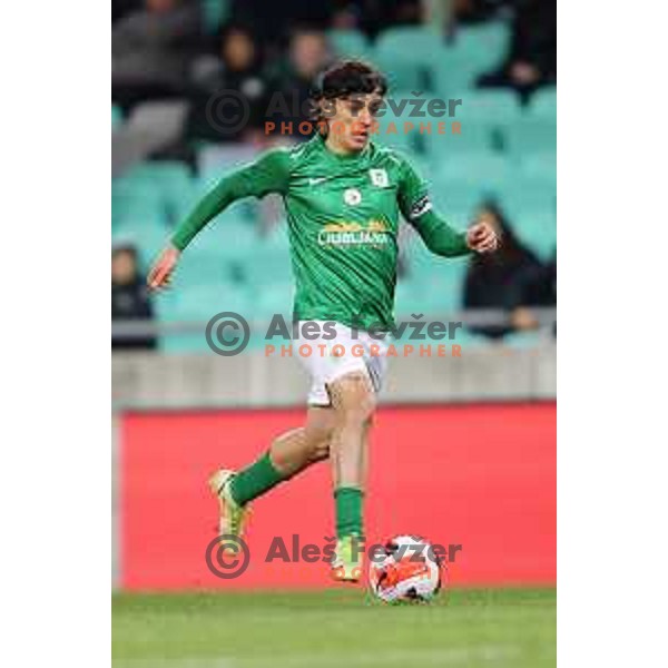 Almedin Ziljkic in action during Prva Liga Telemach football match between Olimpija and Kalcer Radomlje in SRC Stozice, Ljubljana, Slovenia on April 3, 2022 